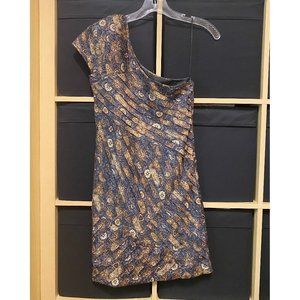 TORN BY RONNY KOBO BLUE PAISLEY MINI DRESS